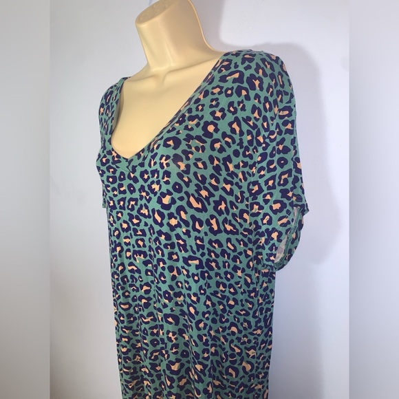 Posh Peanut Teal and Pink Leopard Maxi bamboo night gown pajama size XL - Picture 4 of 7